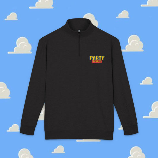 Cozy Embroidered Party People Fleece Pullover